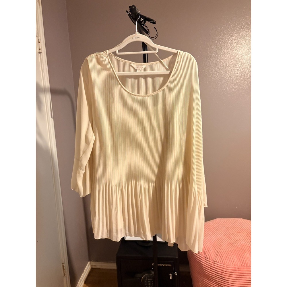 Adiva Beige Cami with Pleated Long Sleeve Cover Top Sz 2X‎ Plus Size